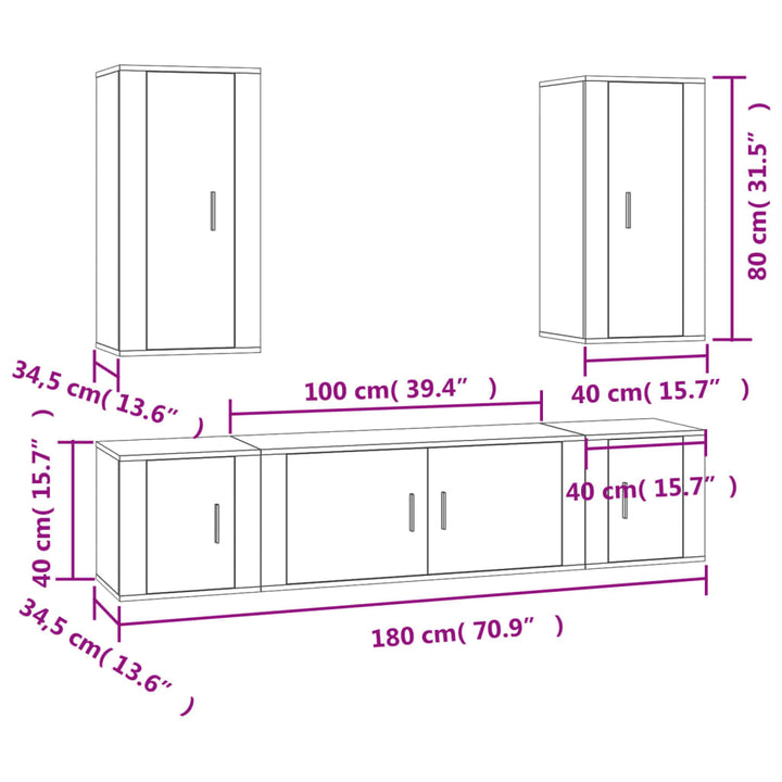 5-Tlg. Tv-Schrank-Set Holzwerkstoff