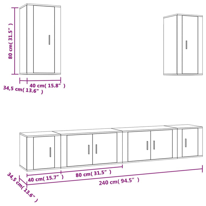 6-Tlg. Tv-Schrank-Set Holzwerkstoff