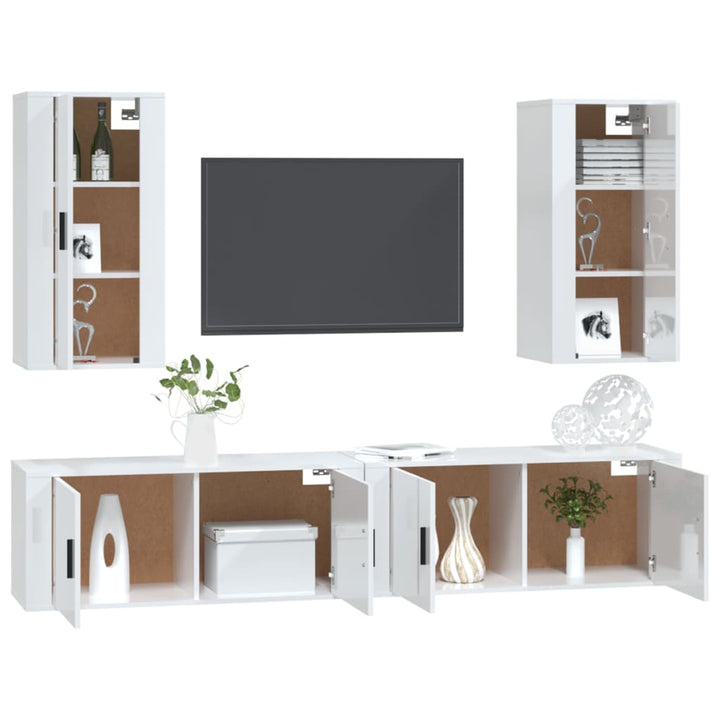 4-Tlg. Tv-Schrank-Set Holzwerkstoff