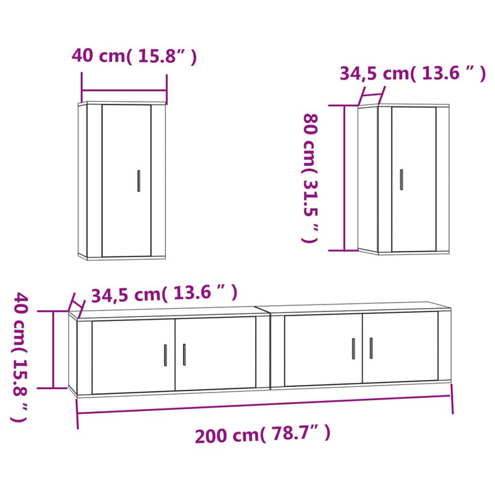 4-Tlg. Tv-Schrank-Set Holzwerkstoff