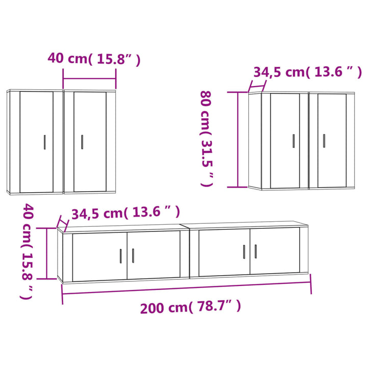 6-Tlg. Tv-Schrank-Set Holzwerkstoff