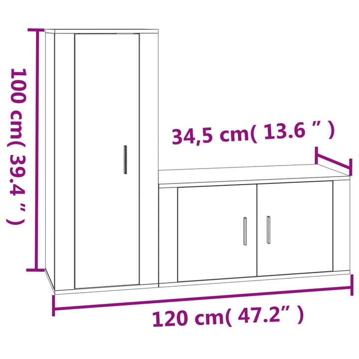 2-Tlg. Tv-Schrank-Set Holzwerkstoff