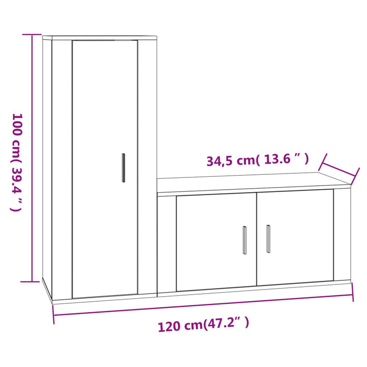 2-Tlg. Tv-Schrank-Set Braun Eichen-Optik Holzwerkstoff