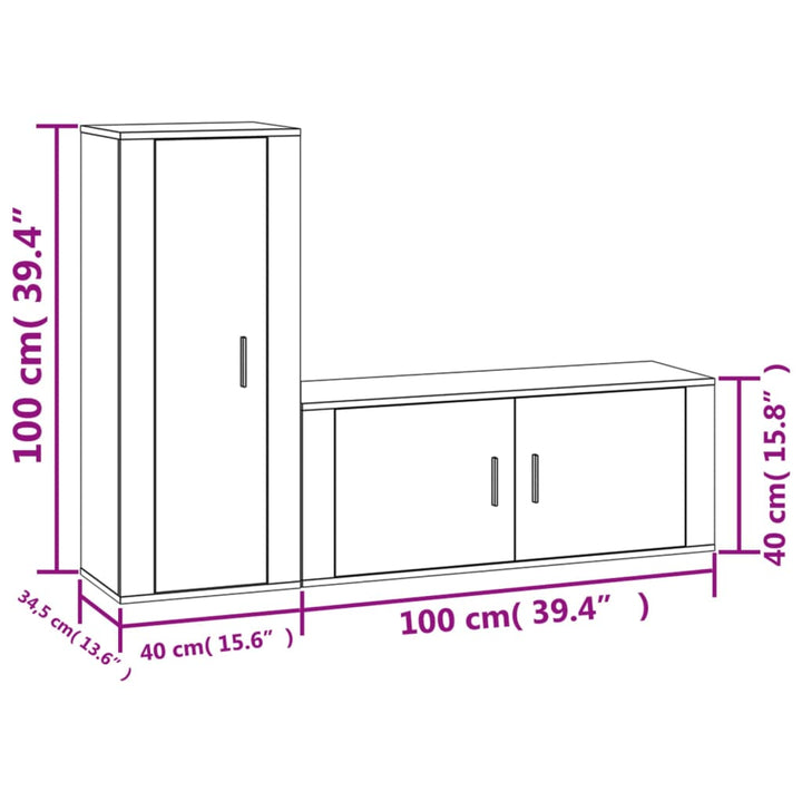 2-Tlg. Tv-Schrank-Set Holzwerkstoff