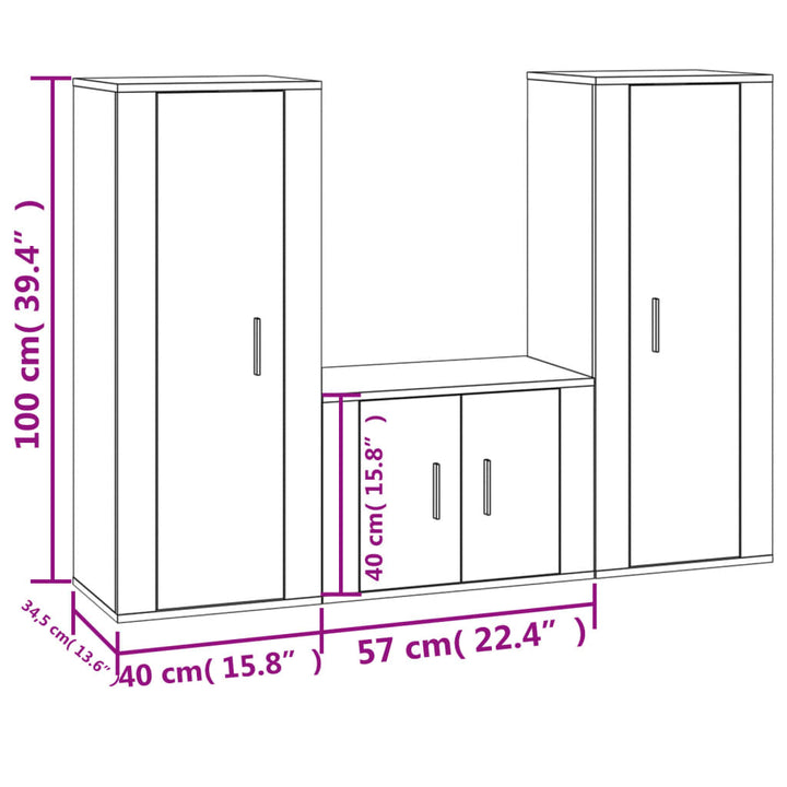 3-Tlg. Tv-Schrank-Set Holzwerkstoff