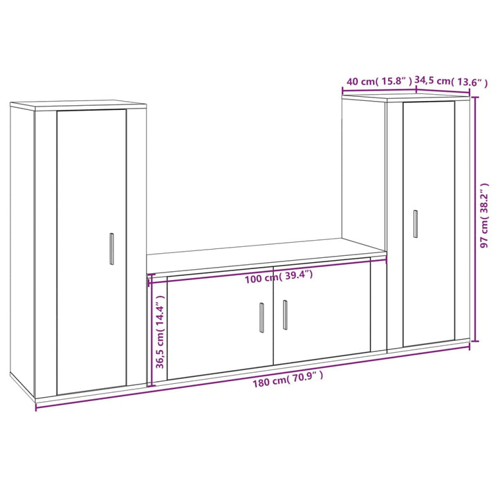 3-Tlg. Tv-Schrank-Set Holzwerkstoff