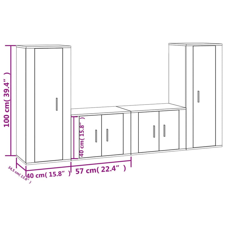 4-Tlg. Tv-Schrank-Set Holzwerkstoff