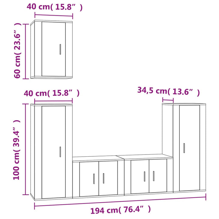 5-Tlg. Tv-Schrank-Set Holzwerkstoff