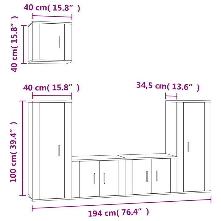 5-Tlg. Tv-Schrank-Set Holzwerkstoff