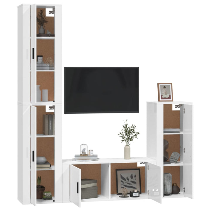 4-Tlg. Tv-Schrank-Set Holzwerkstoff