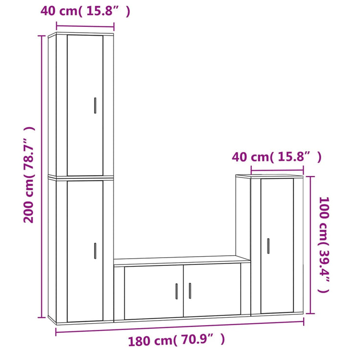 4-Tlg. Tv-Schrank-Set Holzwerkstoff