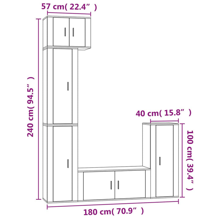 5-Tlg. Tv-Schrank-Set Holzwerkstoff