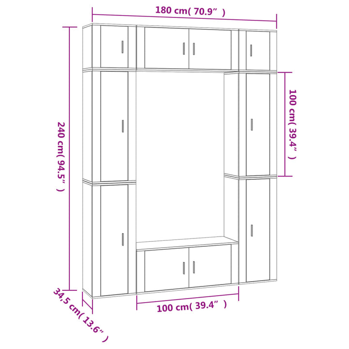 8-Tlg. Tv-Schrank-Set Holzwerkstoff