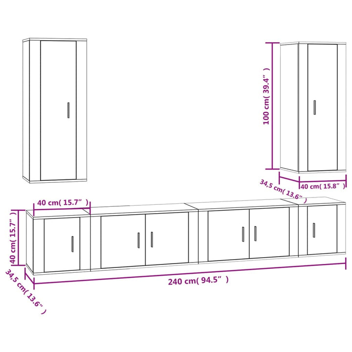 6-Tlg. Tv-Schrank-Set Holzwerkstoff