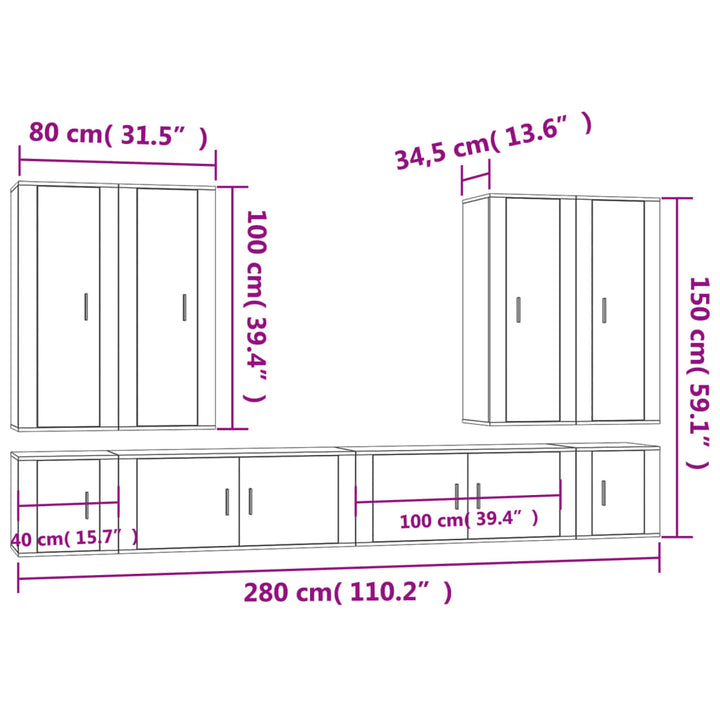 8-Tlg. Tv-Schrank-Set Holzwerkstoff