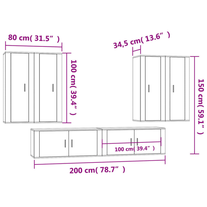 6-Tlg. Tv-Schrank-Set Holzwerkstoff