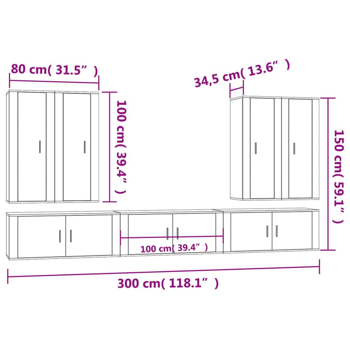 7-Tlg. Tv-Schrank-Set Holzwerkstoff