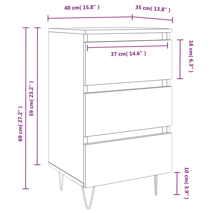 Nachttische 2 Stk. Braun Eichen-Optik 40X35X69 Cm Holzwerkstoff