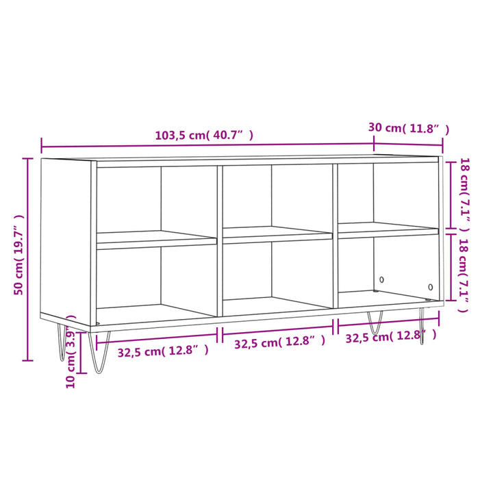 Tv-Schrank Braun Eichen-Optik 103,5X30X50 Cm Holzwerkstoff