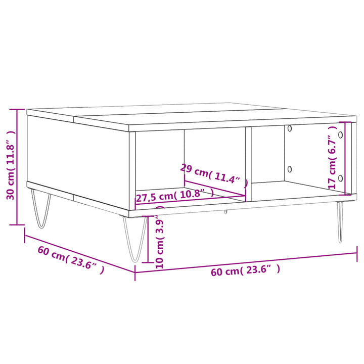 Couchtisch Braun Eichen-Optik 60X60X30 Cm Holzwerkstoff