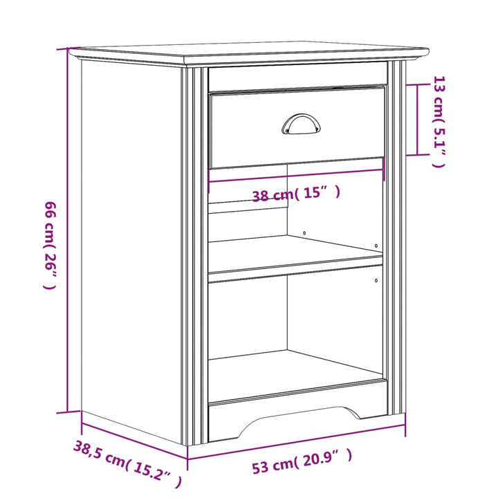 Nachttisch Bodo 53X38,5X67 Cm Massivholz Kiefer