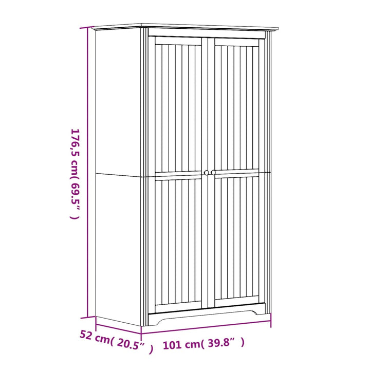 Kleiderschrank Bodo 99X53,5X173 Cm Massivholz Kiefer