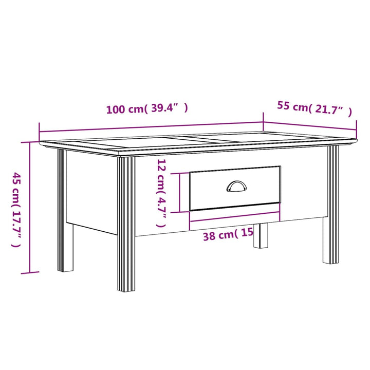 Couchtisch Bodo 100X55X46 Cm Massivholz Kiefer