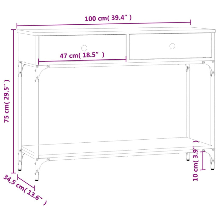 Konsolentisch Sonoma-Eiche 100X34,5X75 Cm Holzwerkstoff