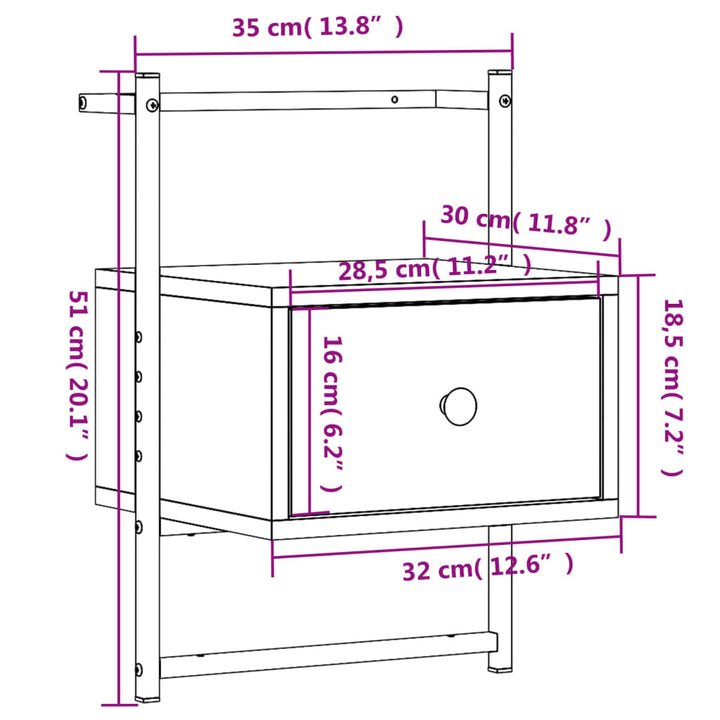 Wand-Nachttische 2 Stk. 35X30X51 Cm Holzwerkstoff