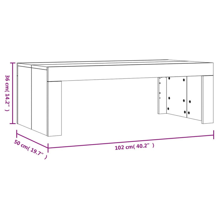 Couchtisch Braun Eichen-Optik 102X50X36 Cm Holzwerkstoff