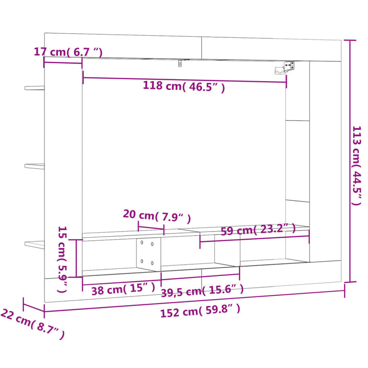 Tv-Schrank 152X22X113 Cm Holzwerkstoff