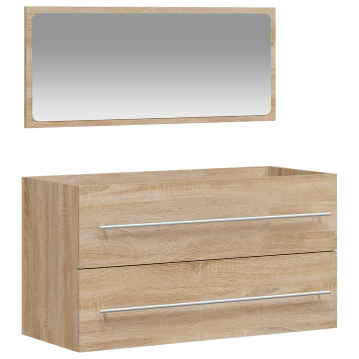 Badschrank Mit Spiegel Sonoma-Eiche Holzwerkstoff