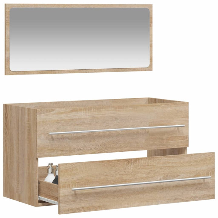 Badschrank Mit Spiegel Sonoma-Eiche Holzwerkstoff