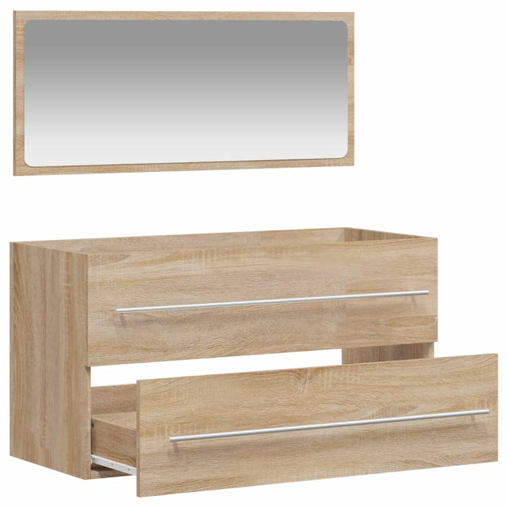 Badschrank Mit Spiegel Sonoma-Eiche Holzwerkstoff