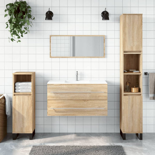 Badschrank Mit Spiegel Sonoma-Eiche Holzwerkstoff