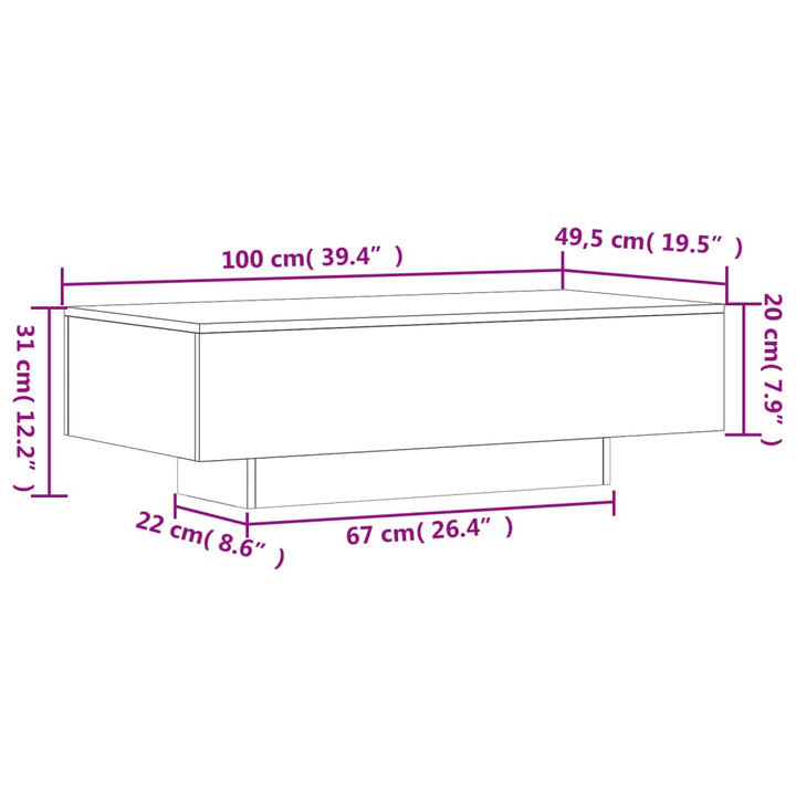 Couchtisch 100X49,5X31 Cm Holzwerkstoff