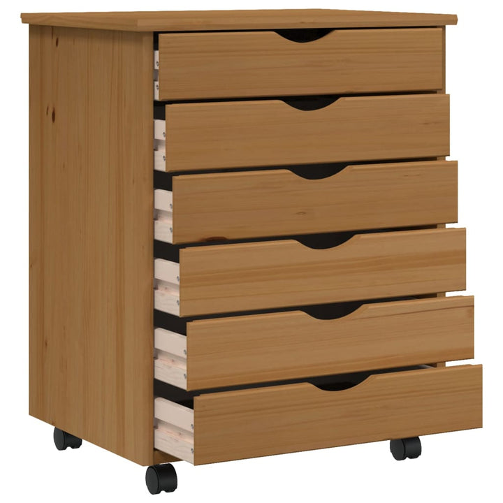 Rollschrank Mit Schubladen Moss Massivholz Kiefer