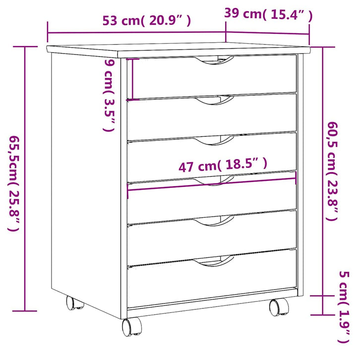 Rollschrank Mit Schubladen Moss Massivholz Kiefer