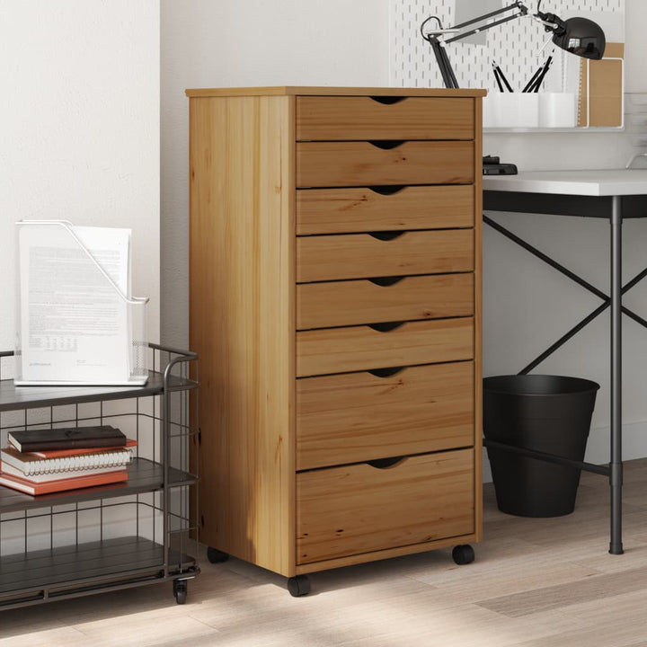 Rollschrank Mit Schubladen Moss Massivholz Kiefer