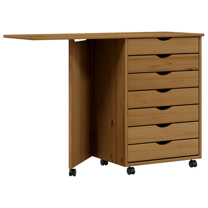 Rollschrank Mit Schreibtisch Moss Massivholz Kiefer