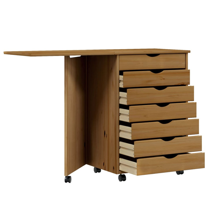 Rollschrank Mit Schreibtisch Moss Massivholz Kiefer