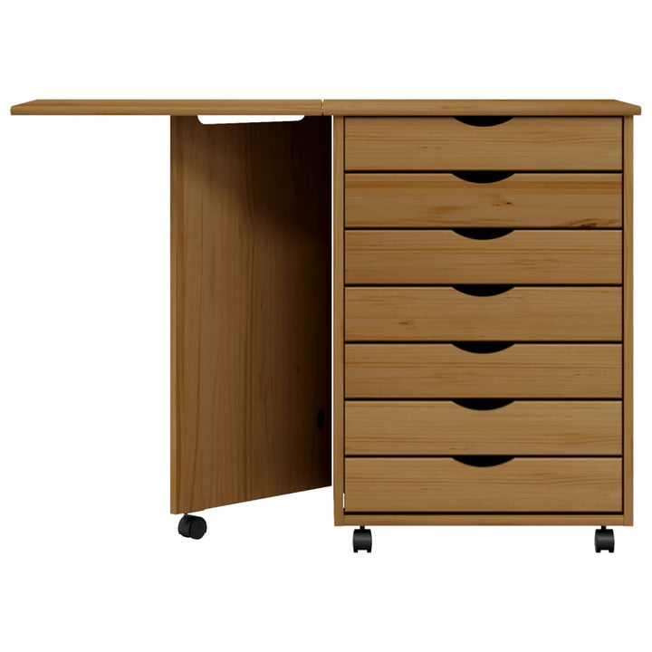 Rollschrank Mit Schreibtisch Moss Massivholz Kiefer