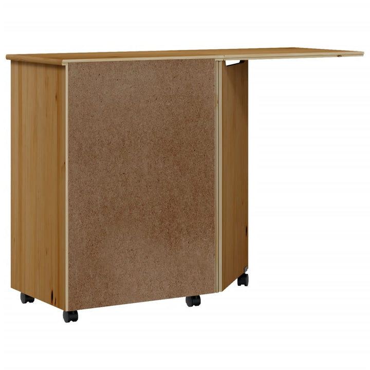 Rollschrank Mit Schreibtisch Moss Massivholz Kiefer