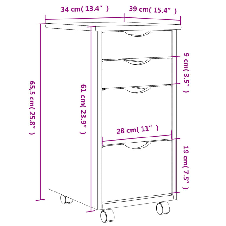 Rollschrank Mit Schubladen Moss Massivholz Kiefer