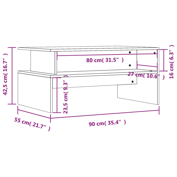 Couchtisch 90X55X42,5 Cm Holzwerkstoff