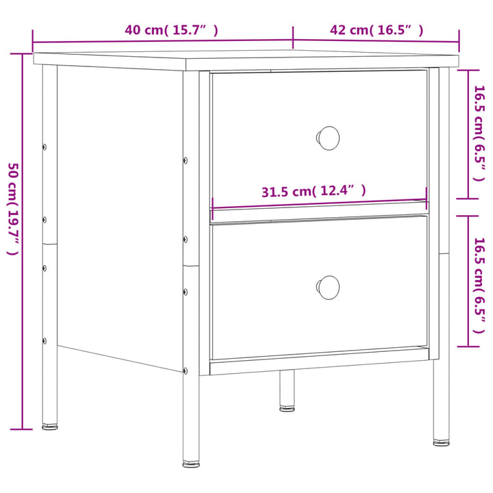 Nachttisch Braun Eichen-Optik 40X42X50 Cm Holzwerkstoff