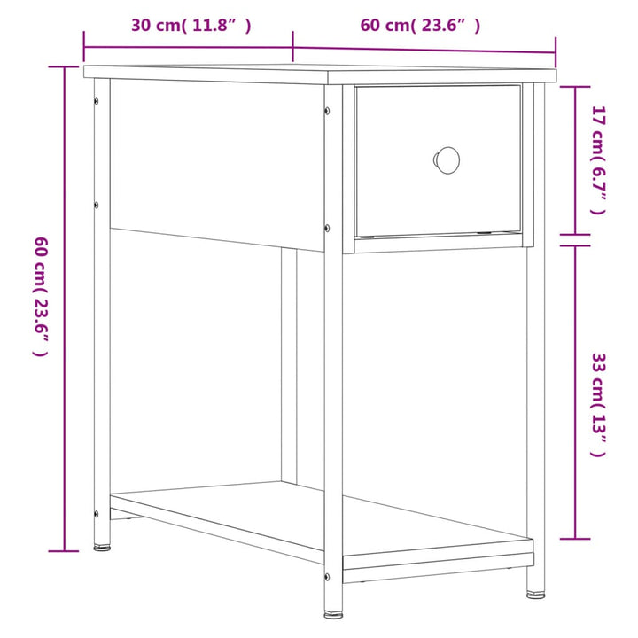 Nachttisch Sonoma-Eiche 30X60X60 Cm Holzwerkstoff