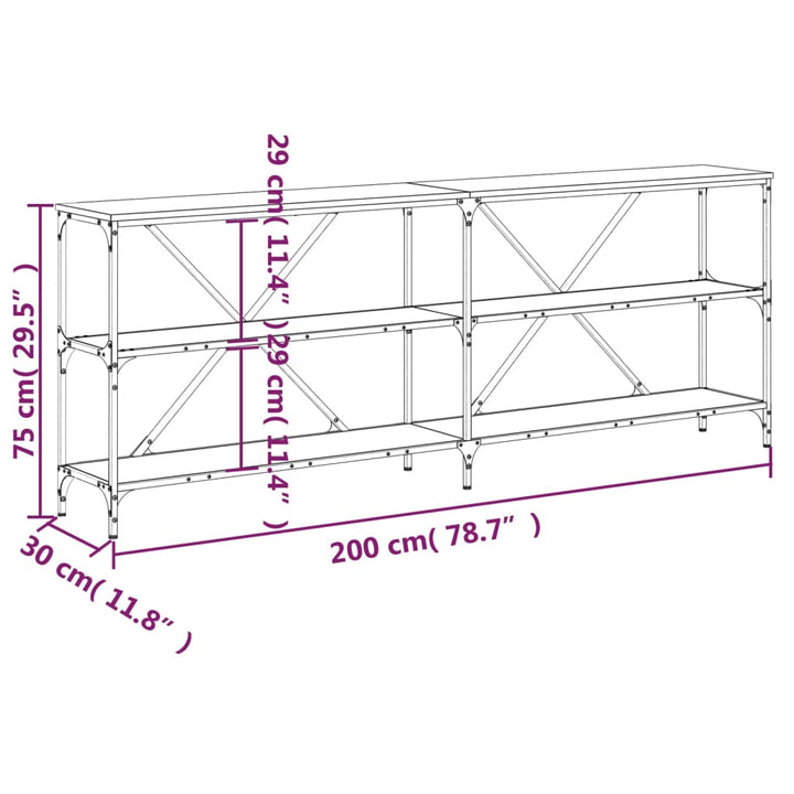 Konsolentisch Braun Eichen-Optik 200X30X75 Cm Holzwerkstoff