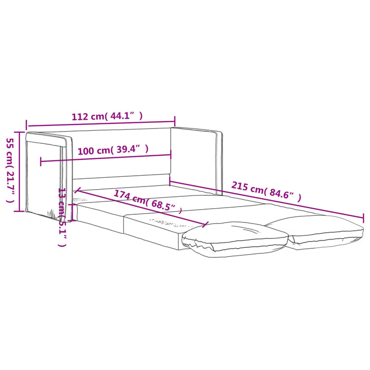 Bodensofa Mit Schlaffunktion 112X174X55 Cm Kunstleder