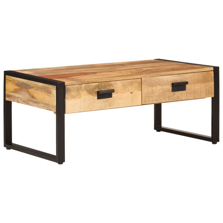 Couchtisch Mit 2 Schubladen Massivholz Mango 100X60X40 Cm